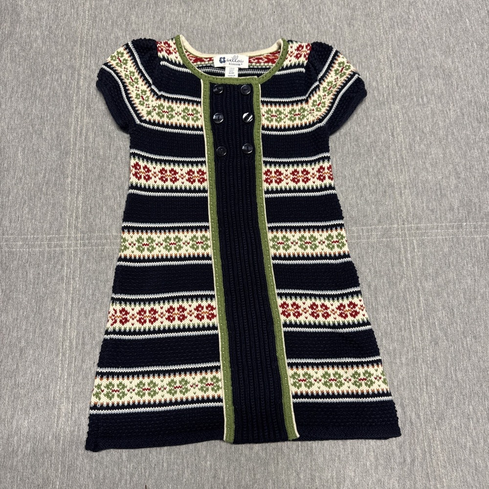 Willow Blossom Toddler Girl 2T Dress Knit Northern‎ Floral Folk Vintage Pattern